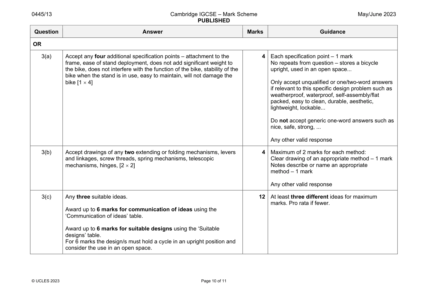 Mark scheme, page 10 of 11