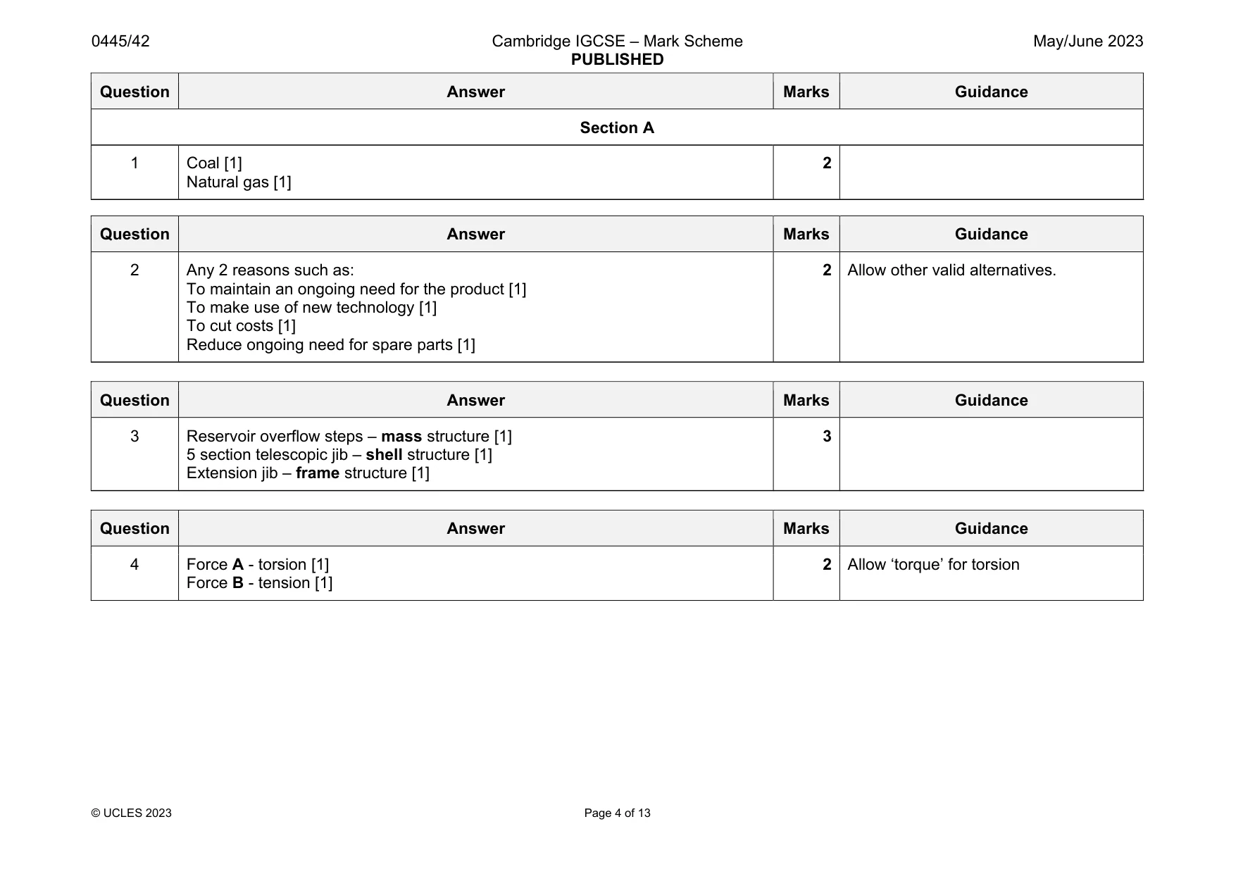 Mark scheme, page 4 of 13