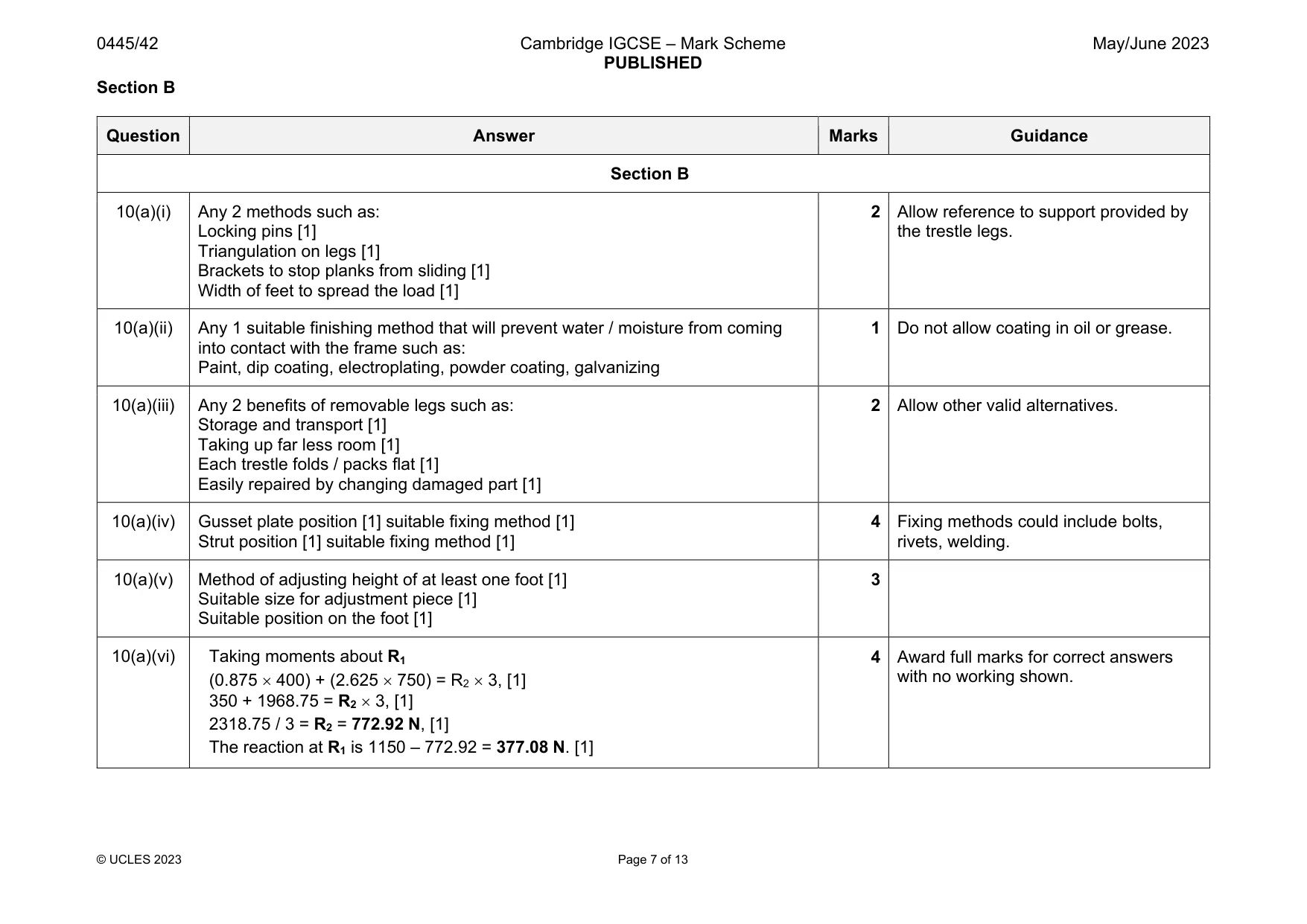 Mark scheme, page 7 of 13