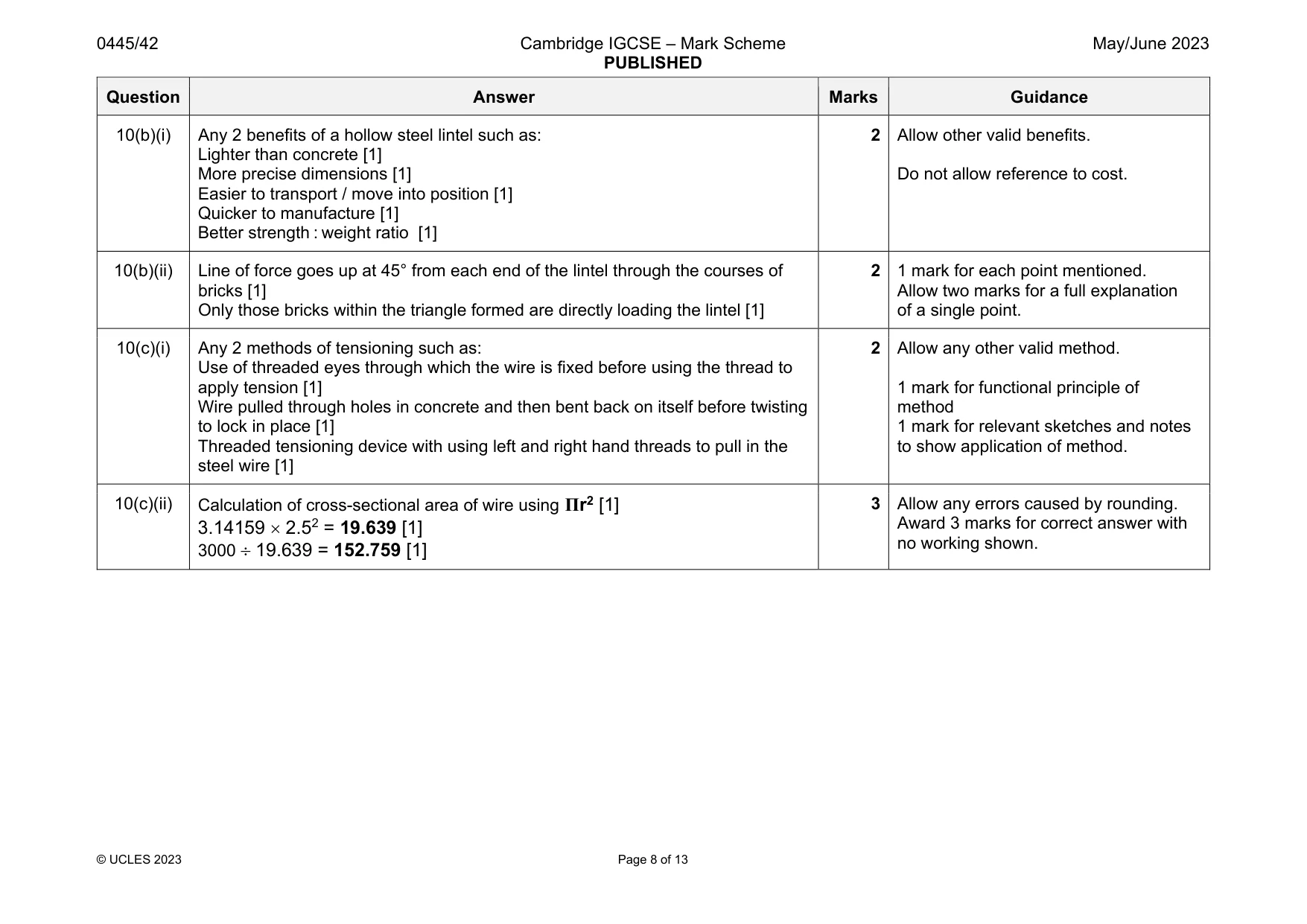 Mark scheme, page 8 of 13