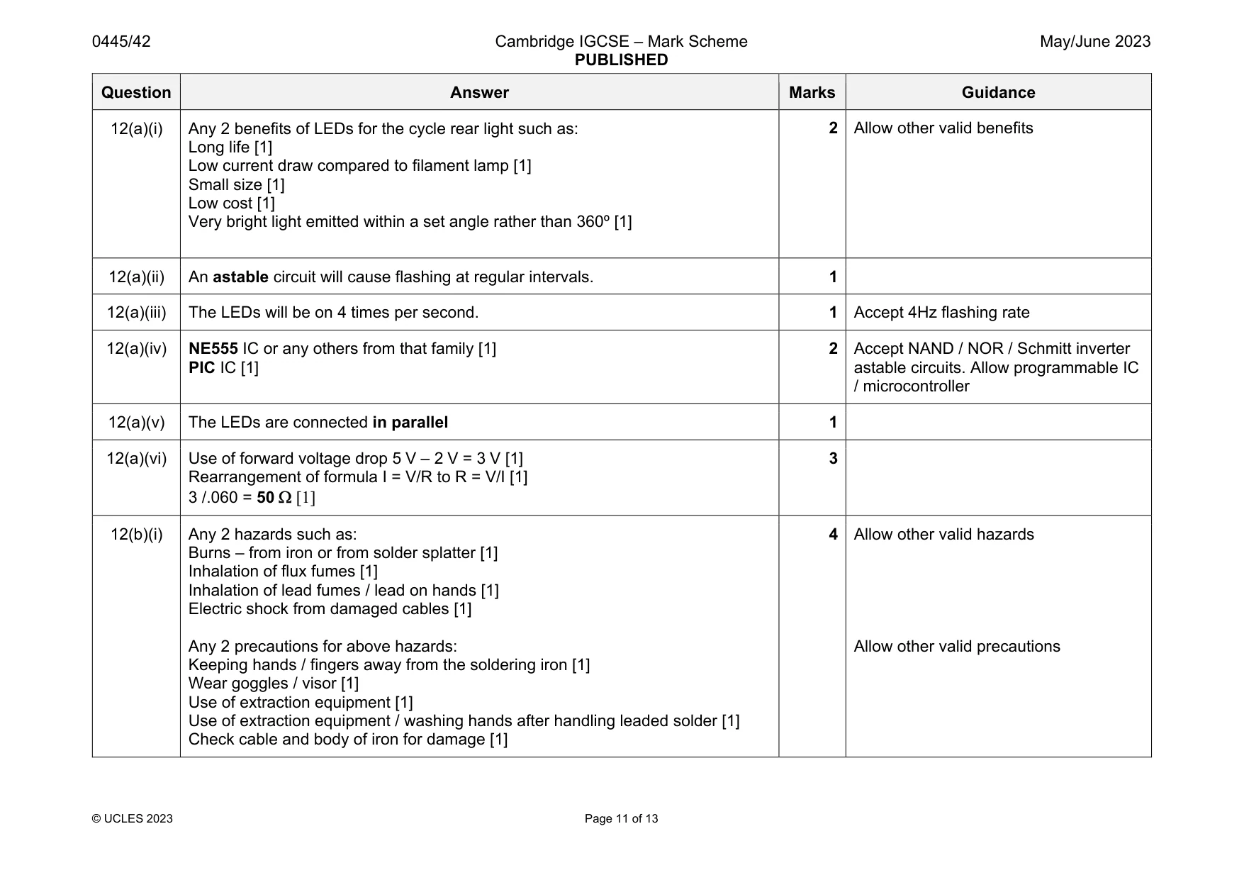Mark scheme, page 11 of 13