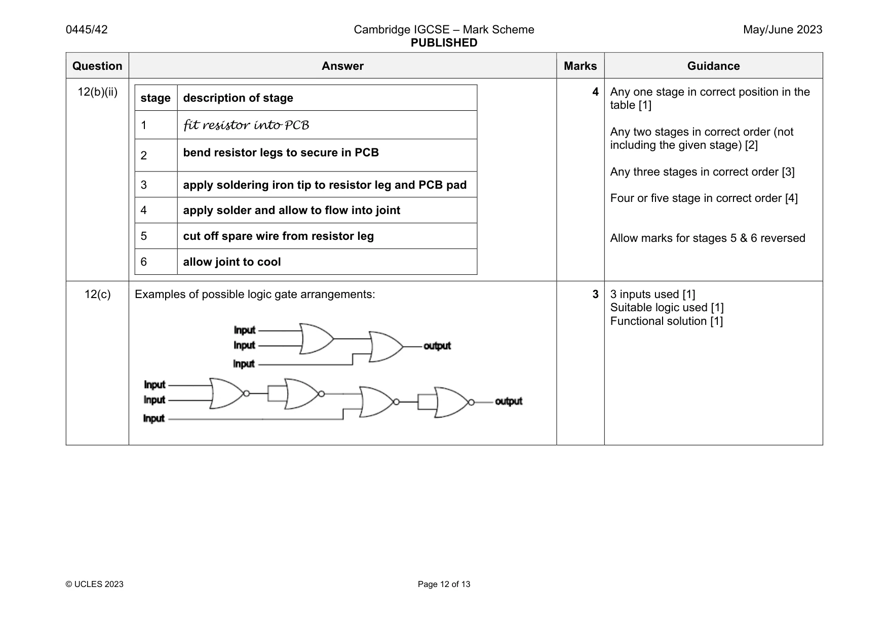 Mark scheme, page 12 of 13