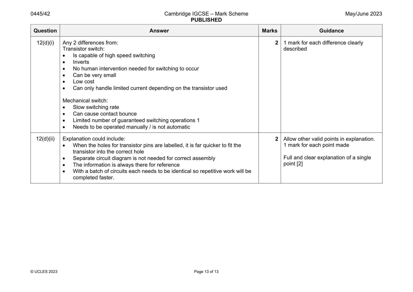 Mark scheme, page 13 of 13