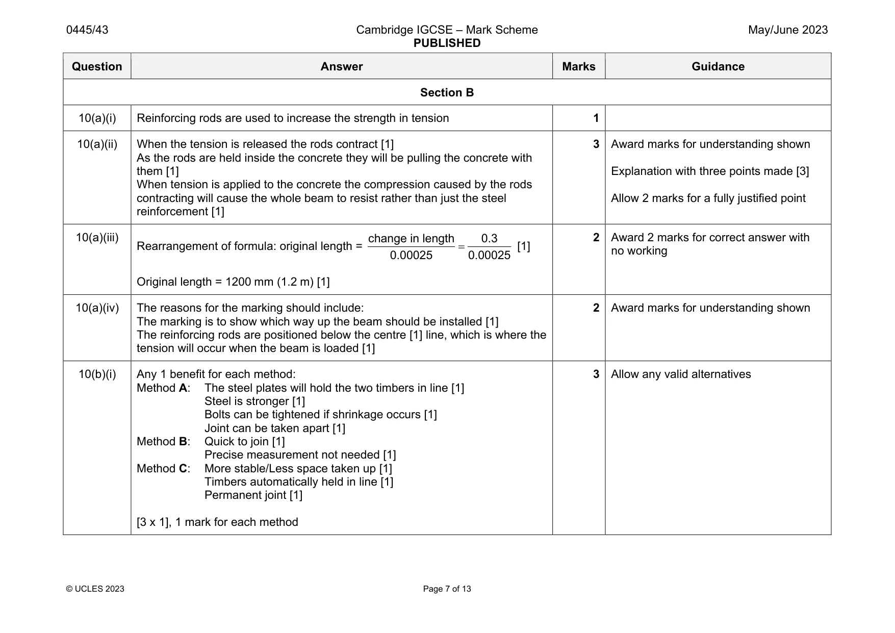 Mark scheme, page 7 of 13