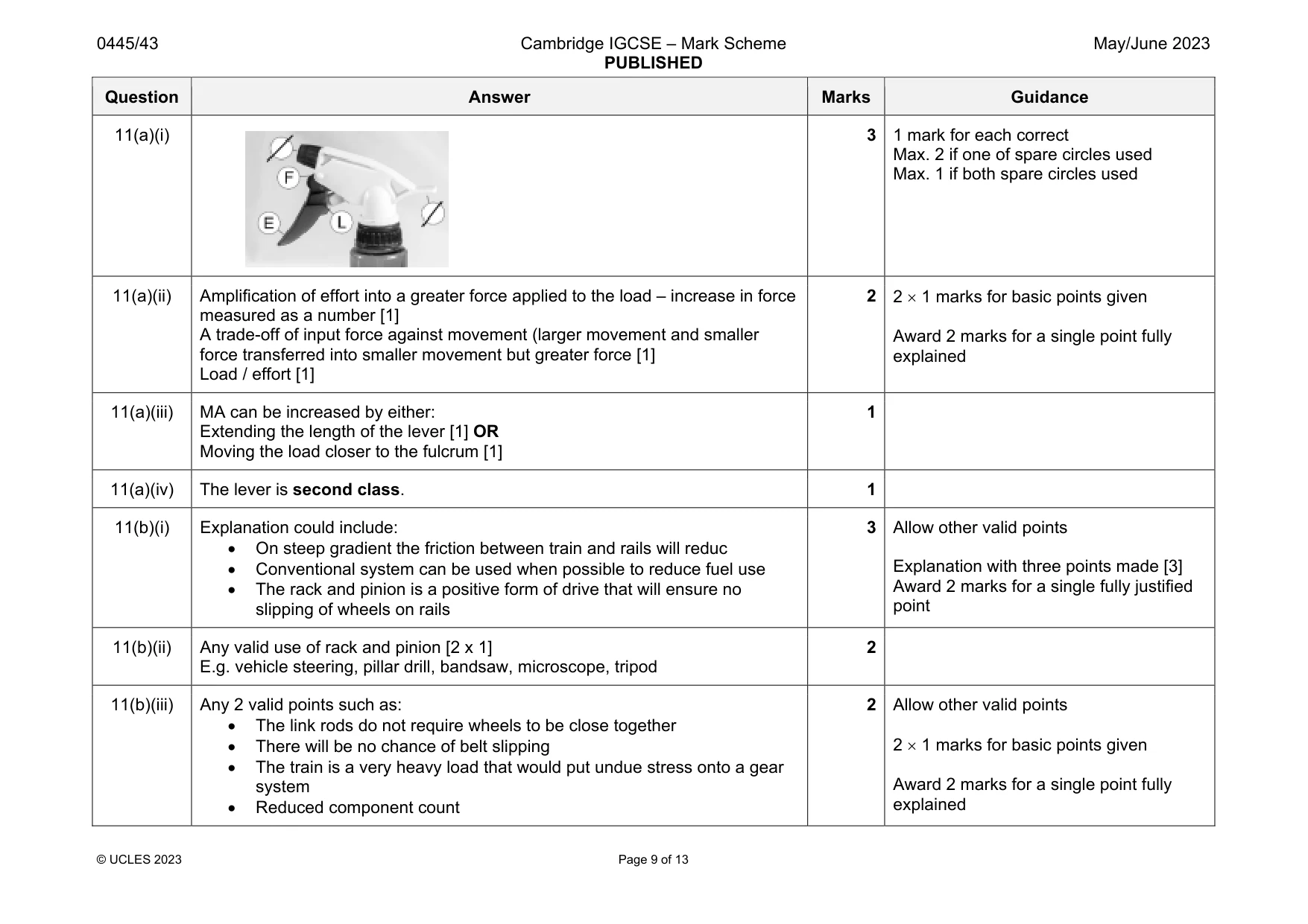 Mark scheme, page 9 of 13