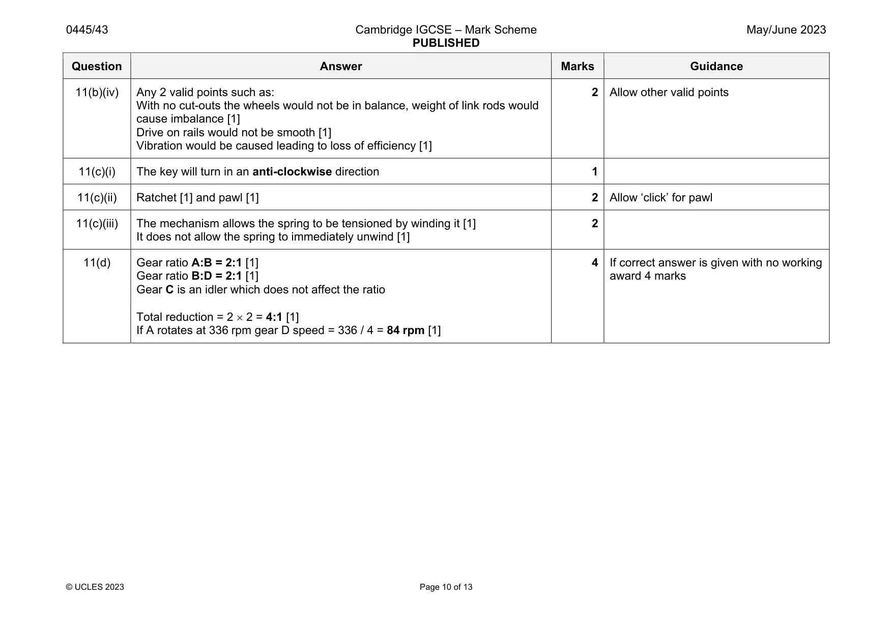 Mark scheme, page 10 of 13