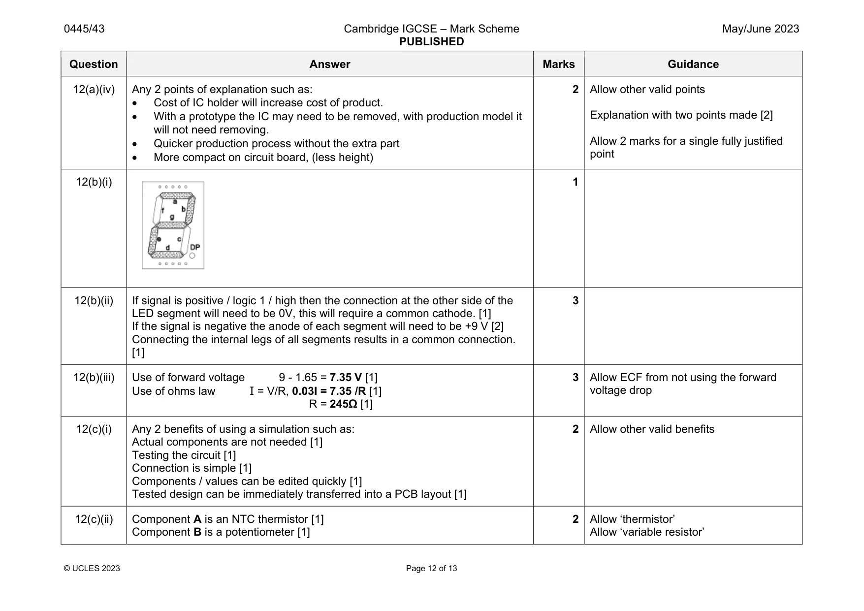 Mark scheme, page 12 of 13
