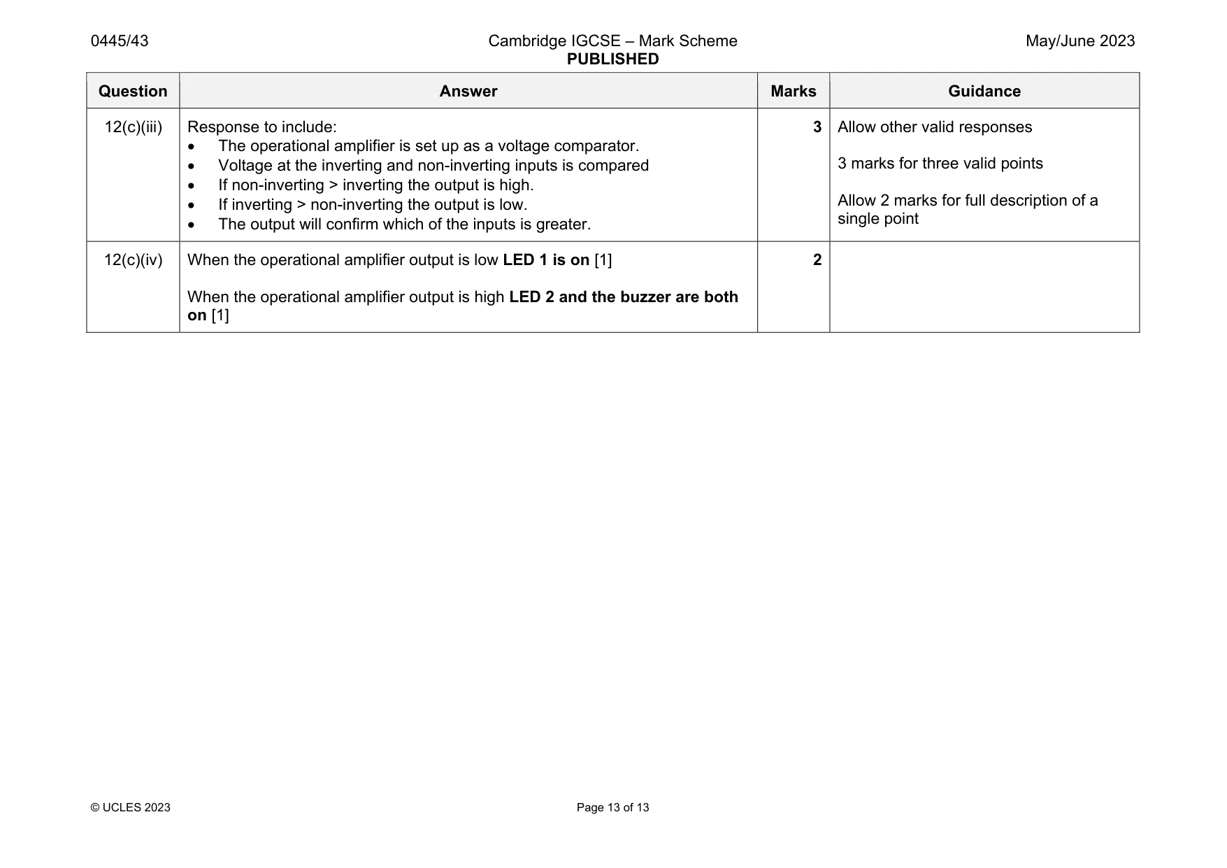 Mark scheme, page 13 of 13