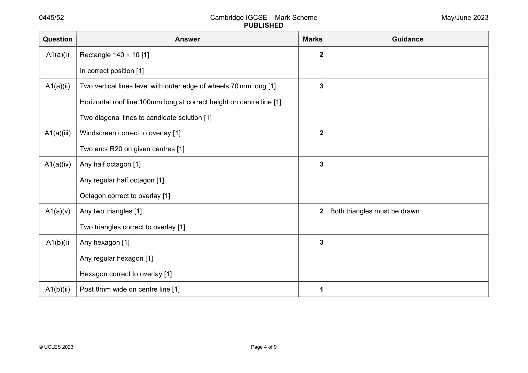 Mark scheme, page 4 of 9