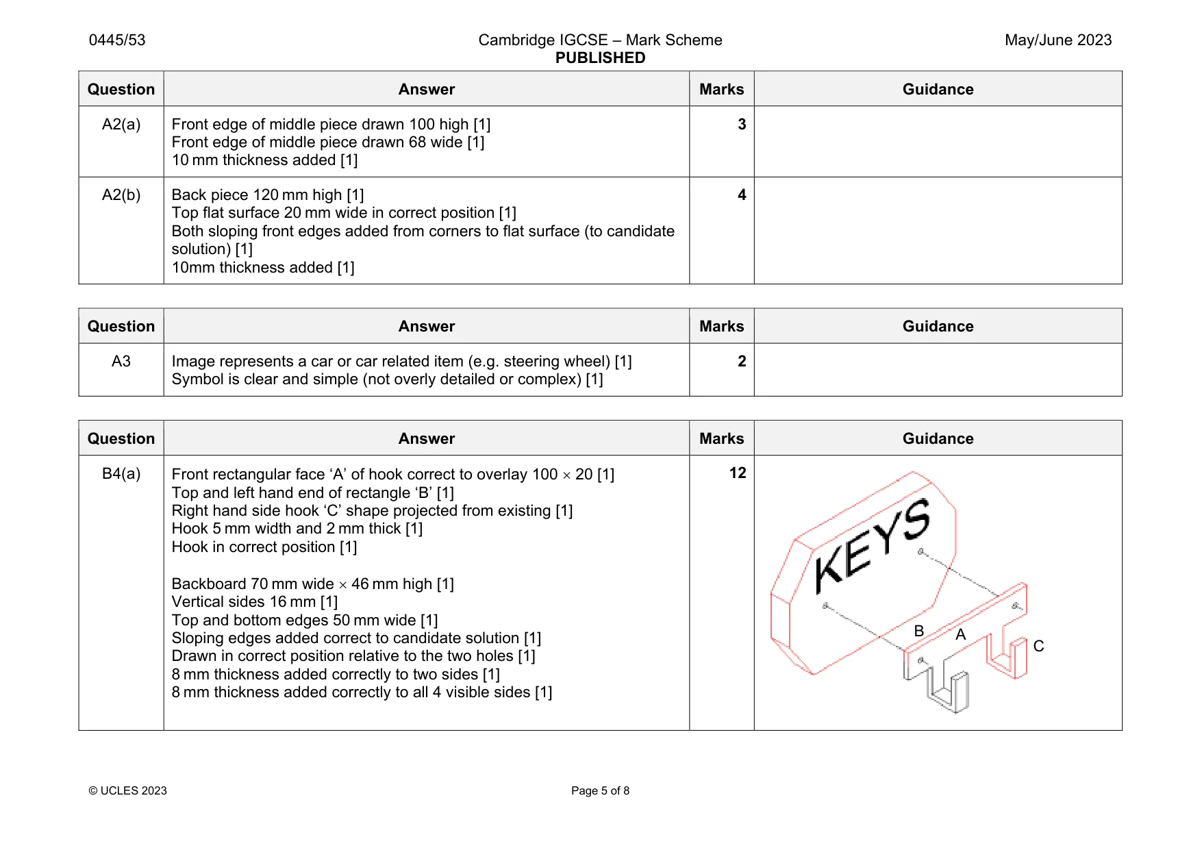 Mark scheme, page 5 of 8