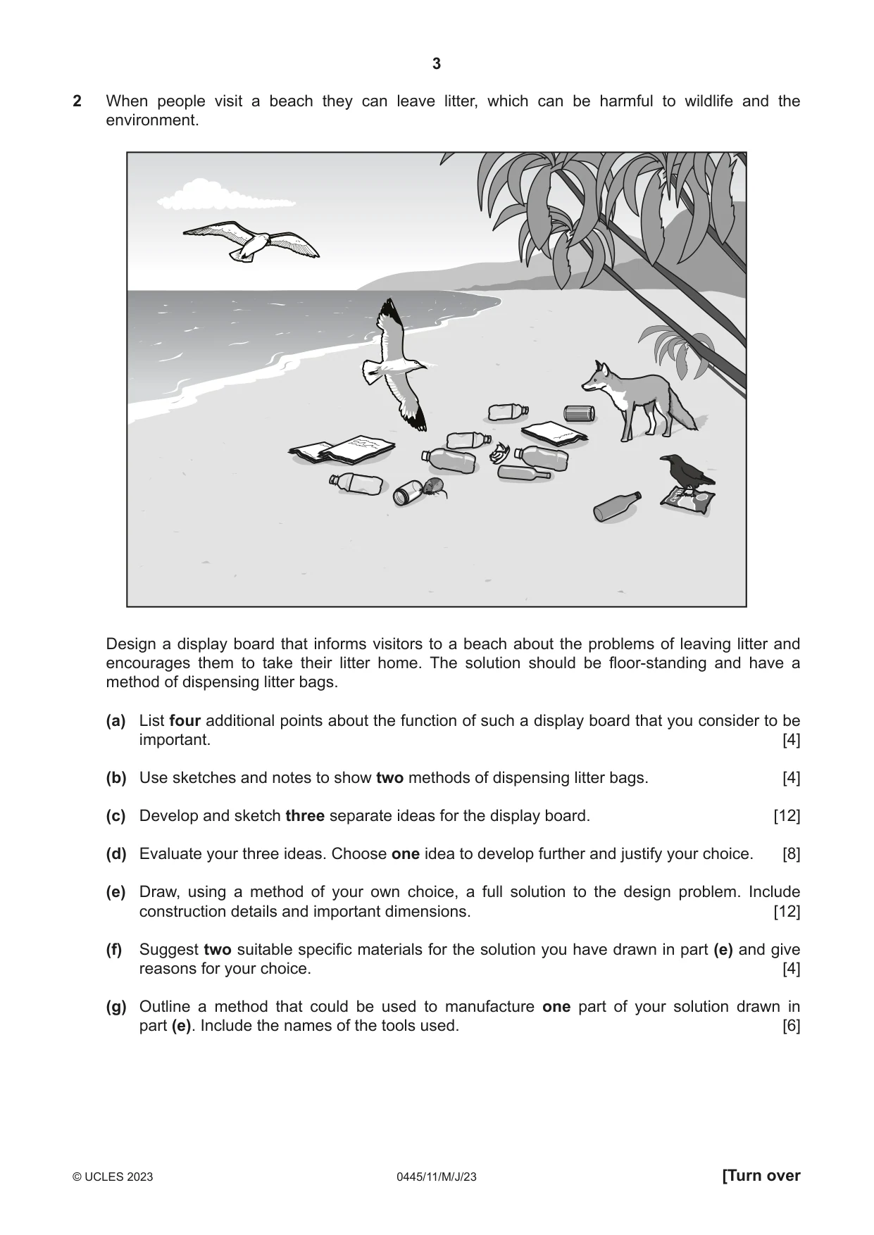Cambridge IGCSE Design and Technology 0445 2023 May/June Paper 1 · Variant 1 question paper, page 3 of 4