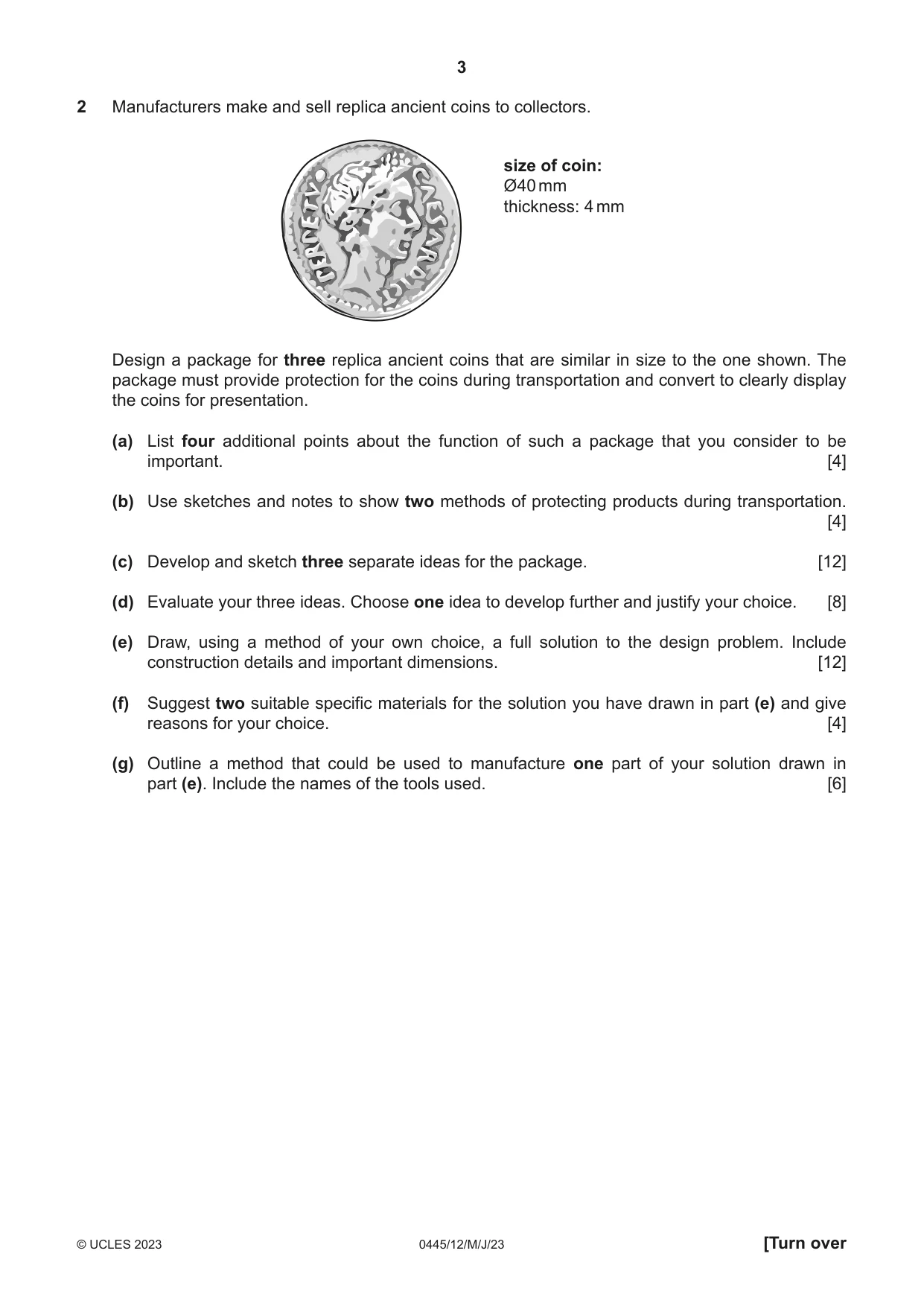 Cambridge IGCSE Design and Technology 0445 2023 May/June Paper 1 · Variant 2 question paper, page 3 of 4