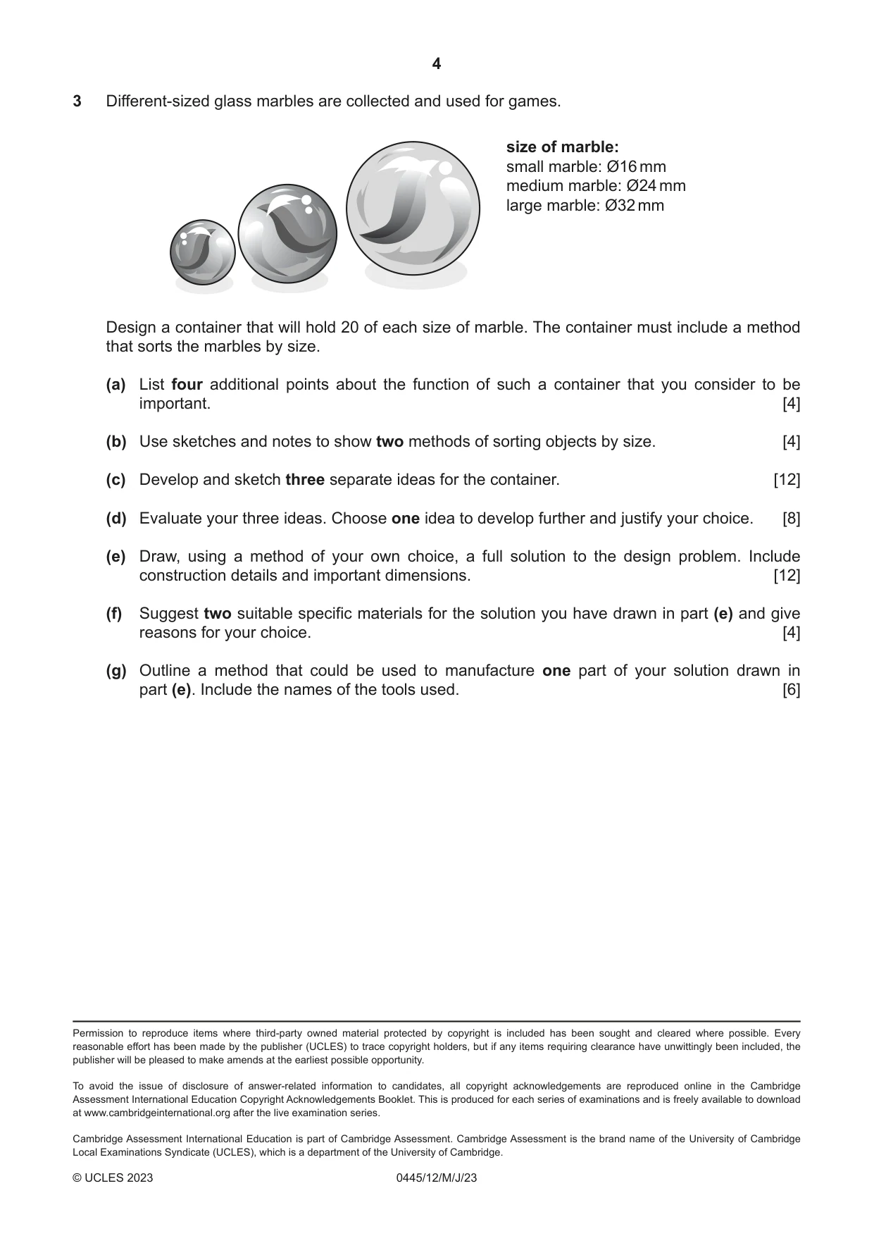 Cambridge IGCSE Design and Technology 0445 2023 May/June Paper 1 · Variant 2 question paper, page 4 of 4