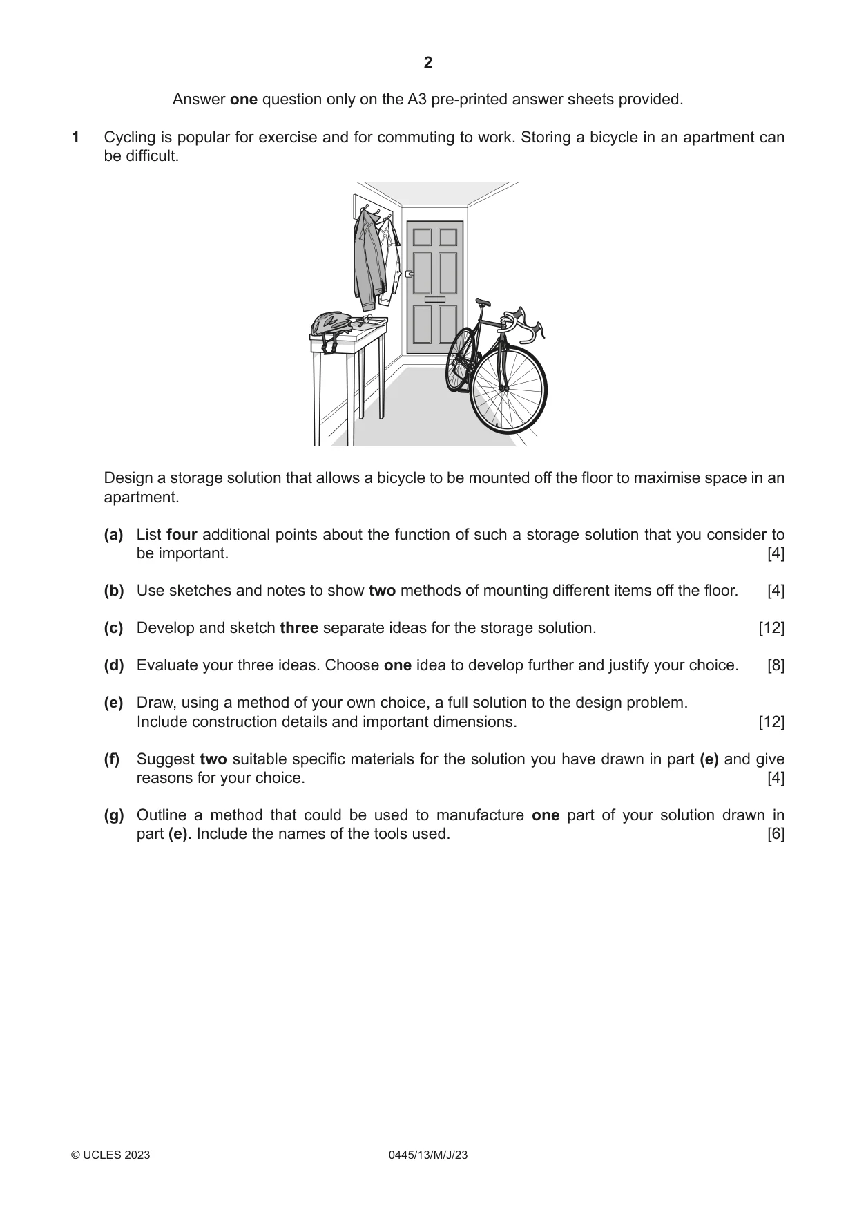 Cambridge IGCSE Design and Technology 0445 2023 May/June Paper 1 · Variant 3 question paper, page 2 of 4