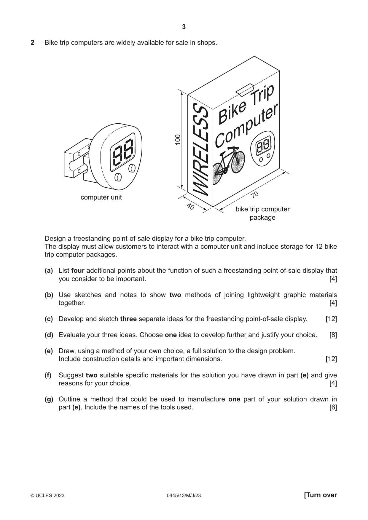Cambridge IGCSE Design and Technology 0445 2023 May/June Paper 1 · Variant 3 question paper, page 3 of 4