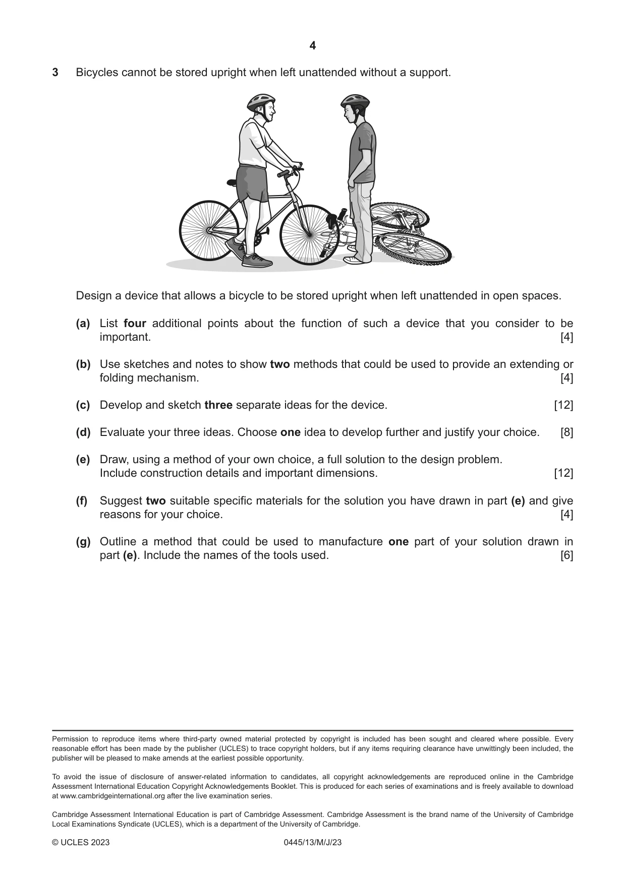 Cambridge IGCSE Design and Technology 0445 2023 May/June Paper 1 · Variant 3 question paper, page 4 of 4