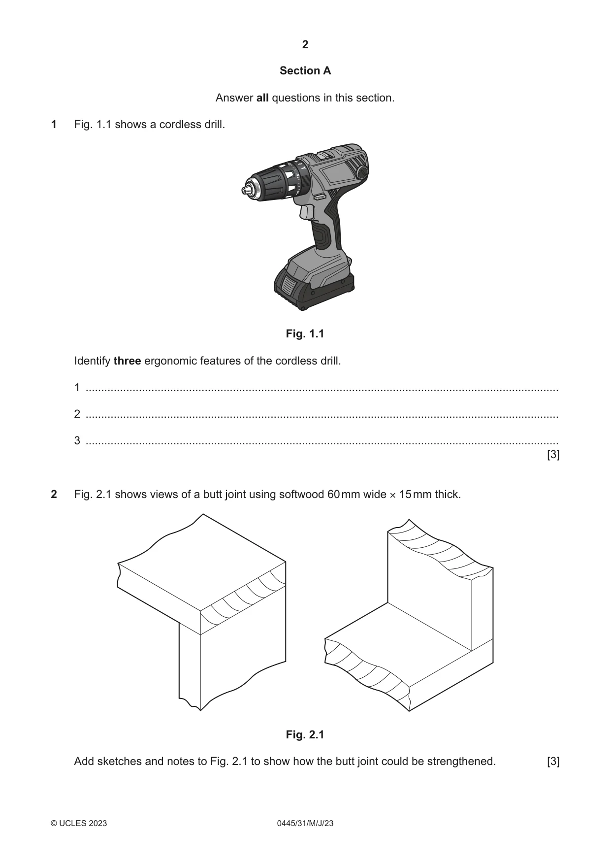 Cambridge IGCSE Design and Technology 0445 2023 May/June Paper 3 · Variant 1 question paper, page 2 of 20