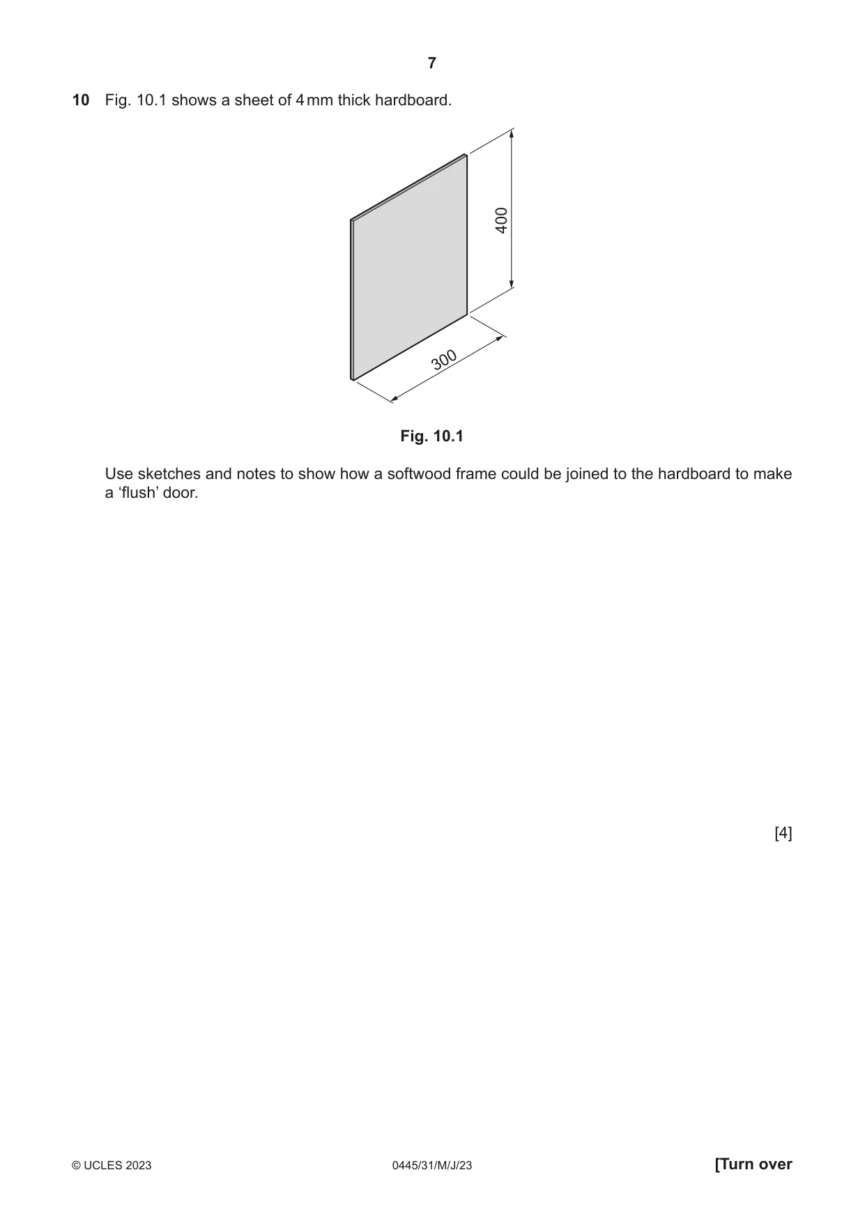 Cambridge IGCSE Design and Technology 0445 2023 May/June Paper 3 · Variant 1 question paper, page 7 of 20