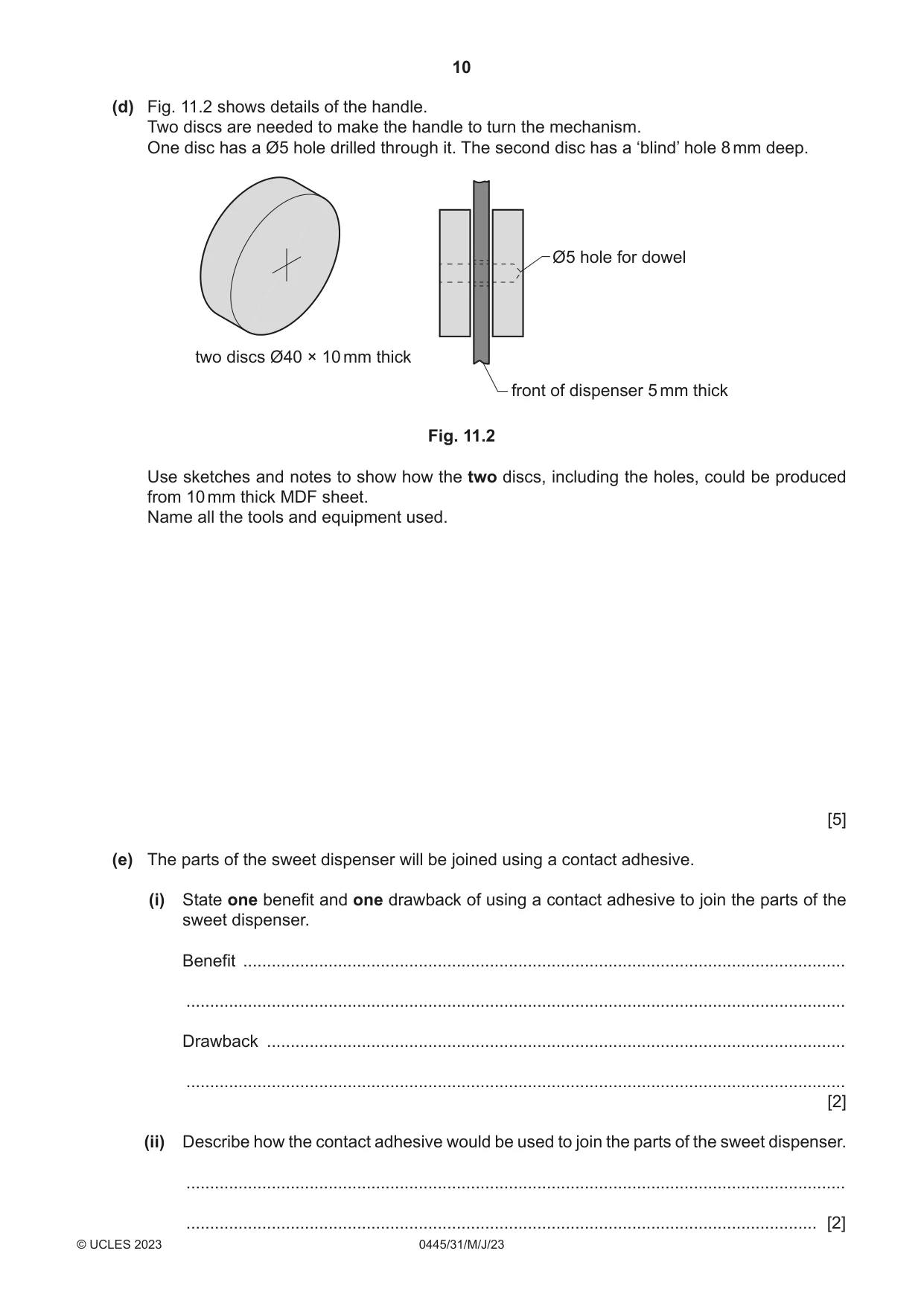 Cambridge IGCSE Design and Technology 0445 2023 May/June Paper 3 · Variant 1 question paper, page 10 of 20