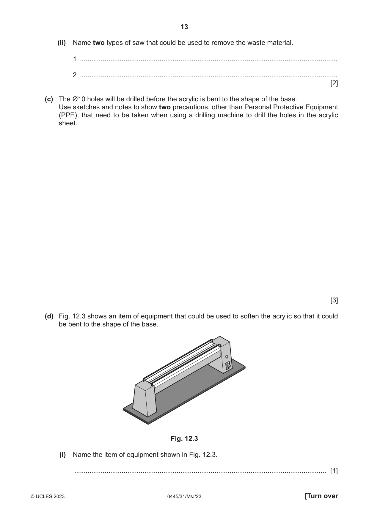 Cambridge IGCSE Design and Technology 0445 2023 May/June Paper 3 · Variant 1 question paper, page 13 of 20