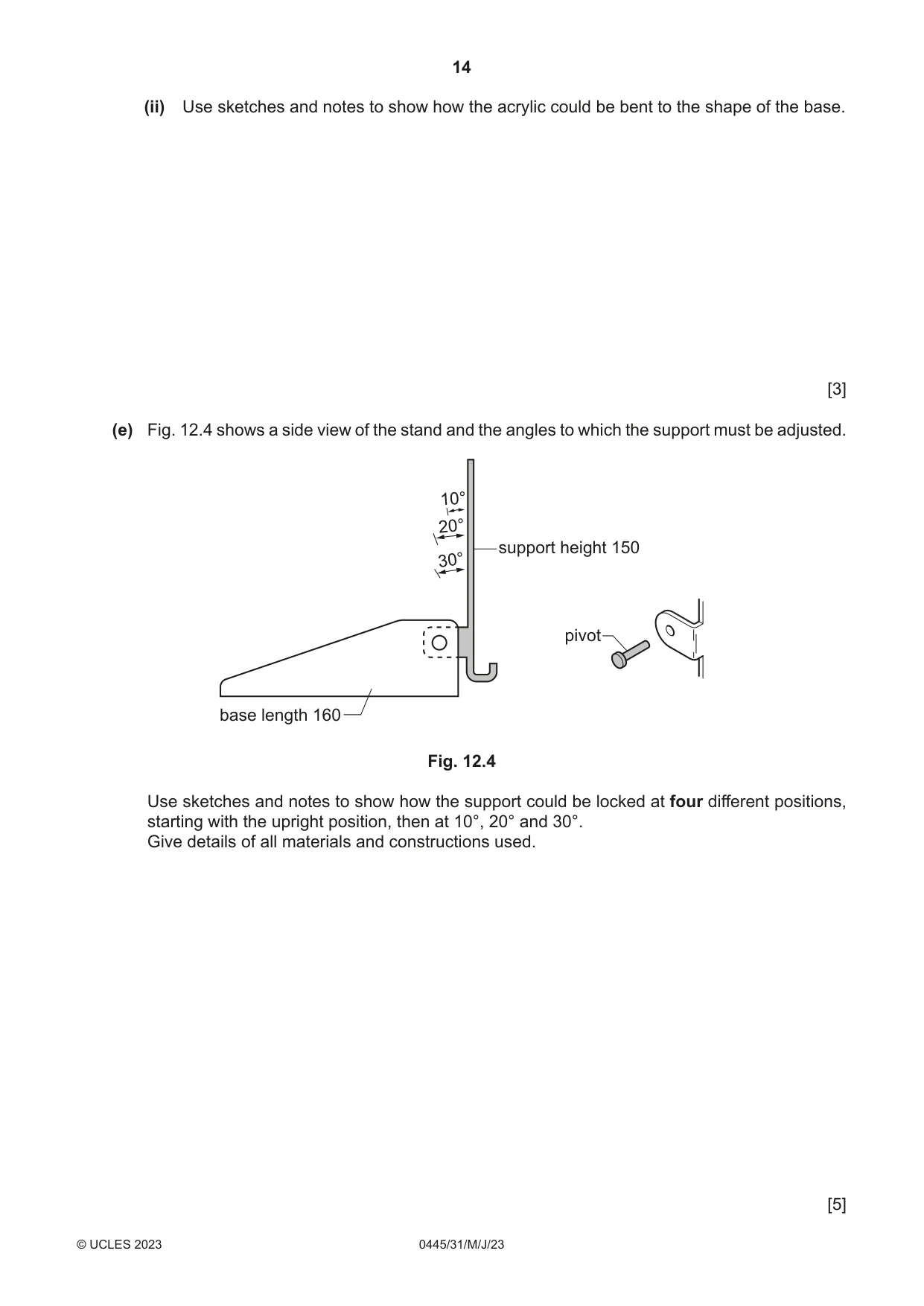Cambridge IGCSE Design and Technology 0445 2023 May/June Paper 3 · Variant 1 question paper, page 14 of 20