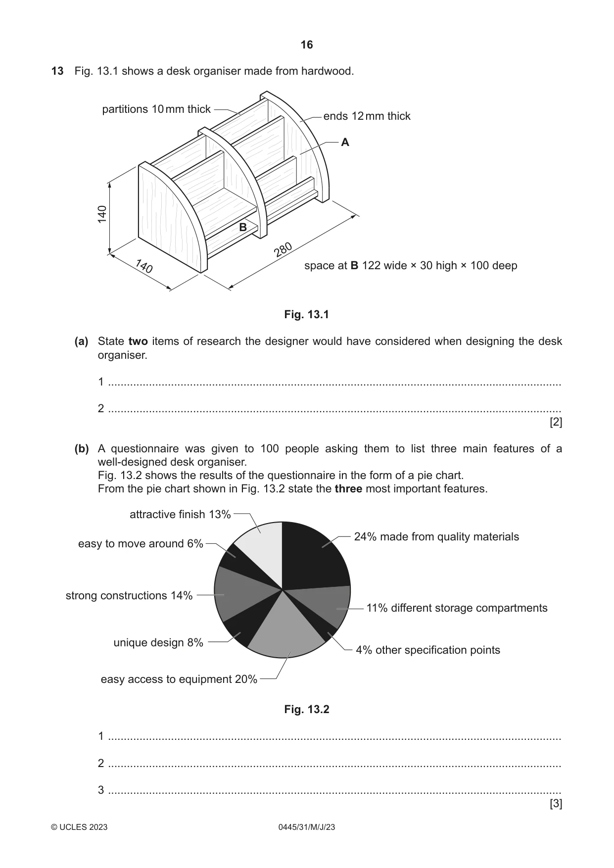 Cambridge IGCSE Design and Technology 0445 2023 May/June Paper 3 · Variant 1 question paper, page 16 of 20