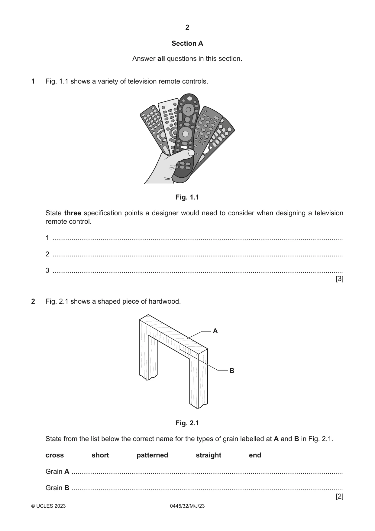 Cambridge IGCSE Design and Technology 0445 2023 May/June Paper 3 · Variant 2 question paper, page 2 of 20