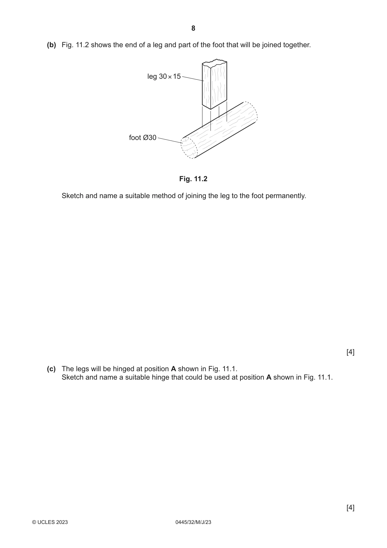 Cambridge IGCSE Design and Technology 0445 2023 May/June Paper 3 · Variant 2 question paper, page 8 of 20