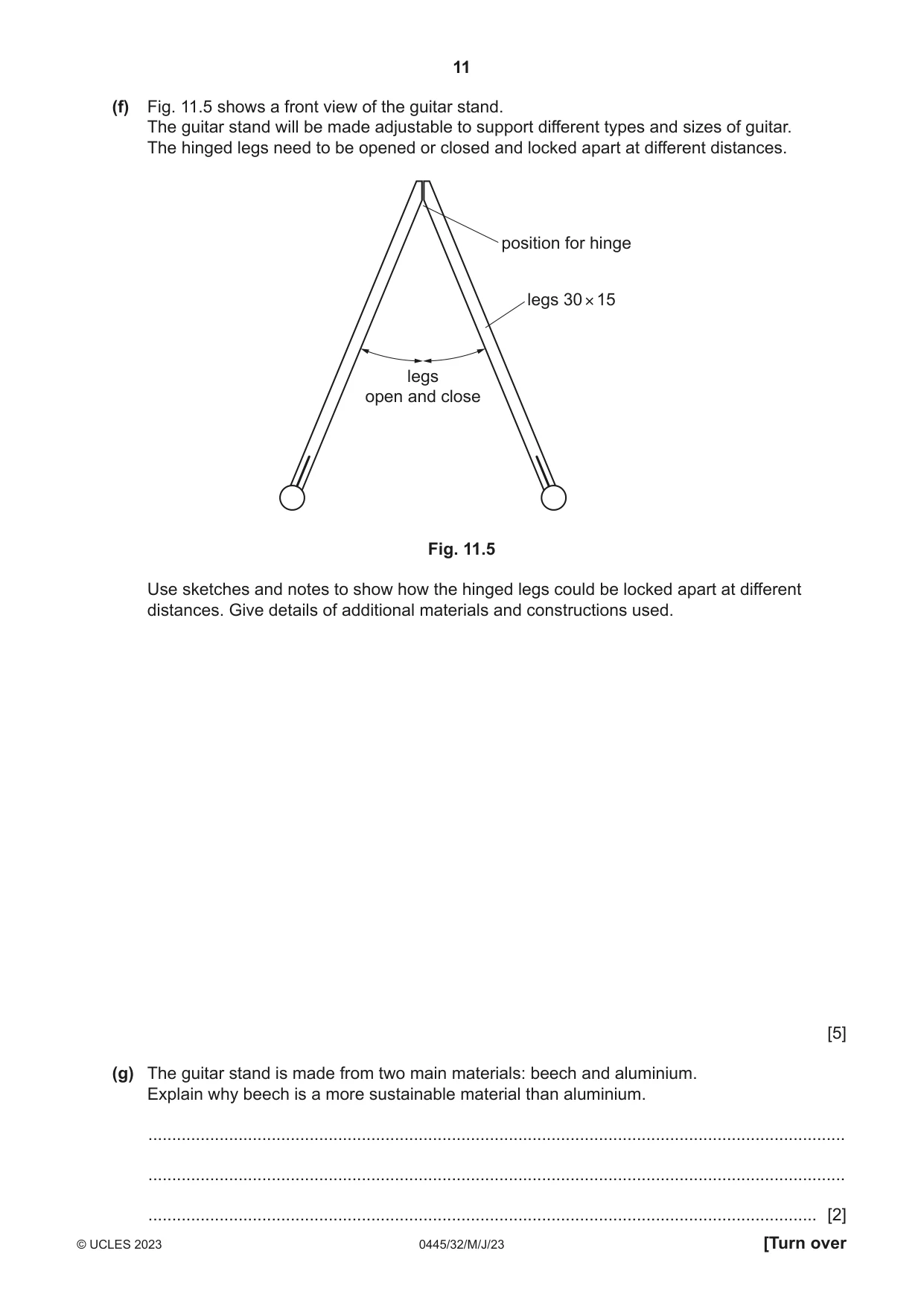 Cambridge IGCSE Design and Technology 0445 2023 May/June Paper 3 · Variant 2 question paper, page 11 of 20