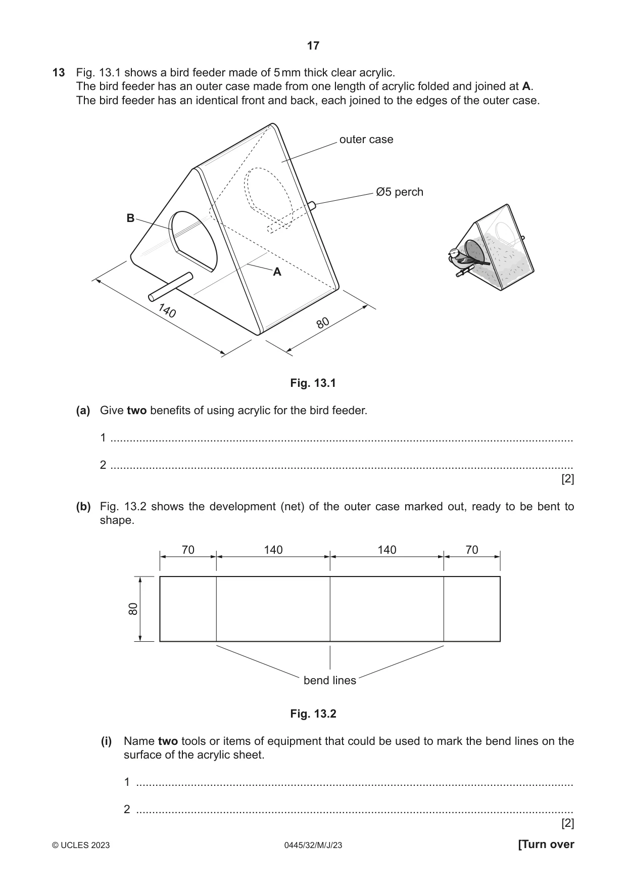 Cambridge IGCSE Design and Technology 0445 2023 May/June Paper 3 · Variant 2 question paper, page 17 of 20