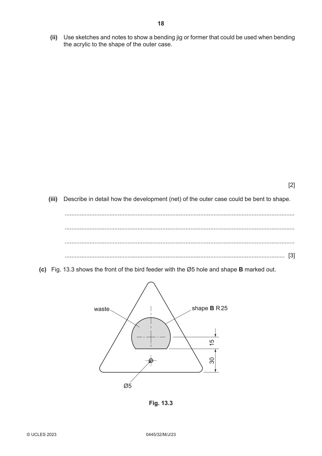 Cambridge IGCSE Design and Technology 0445 2023 May/June Paper 3 · Variant 2 question paper, page 18 of 20