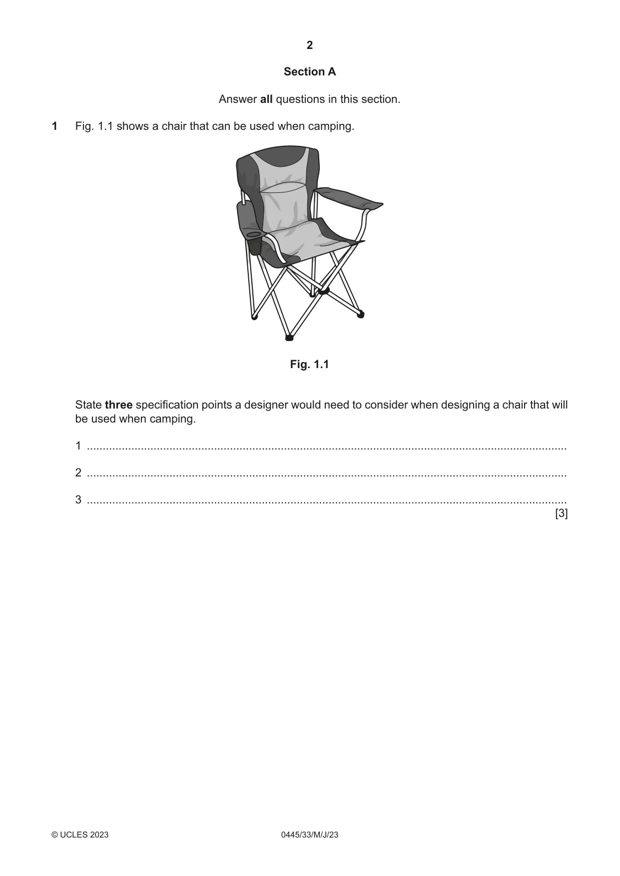 Cambridge IGCSE Design and Technology 0445 2023 May/June Paper 3 · Variant 3 question paper, page 2 of 28