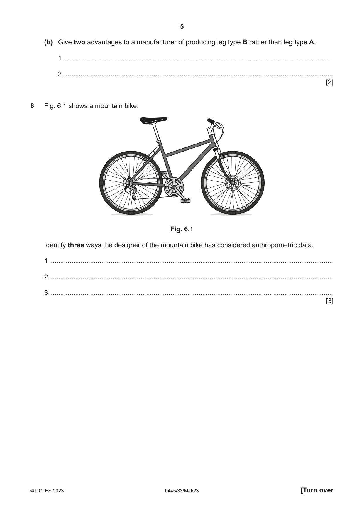 Cambridge IGCSE Design and Technology 0445 2023 May/June Paper 3 · Variant 3 question paper, page 5 of 28