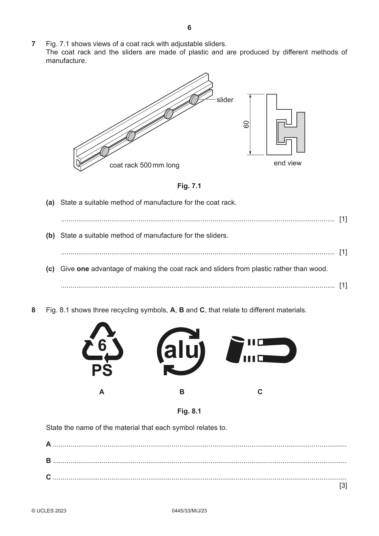 Cambridge IGCSE Design and Technology 0445 2023 May/June Paper 3 · Variant 3 question paper, page 6 of 28