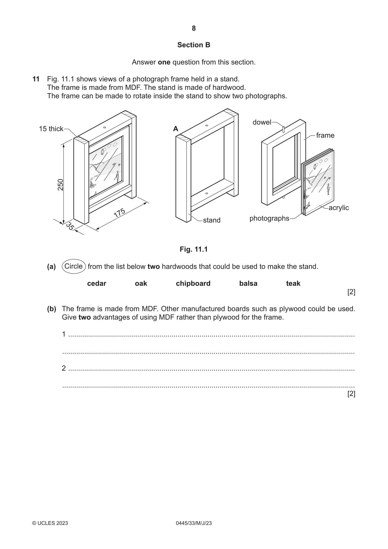 Cambridge IGCSE Design and Technology 0445 2023 May/June Paper 3 · Variant 3 question paper, page 8 of 28