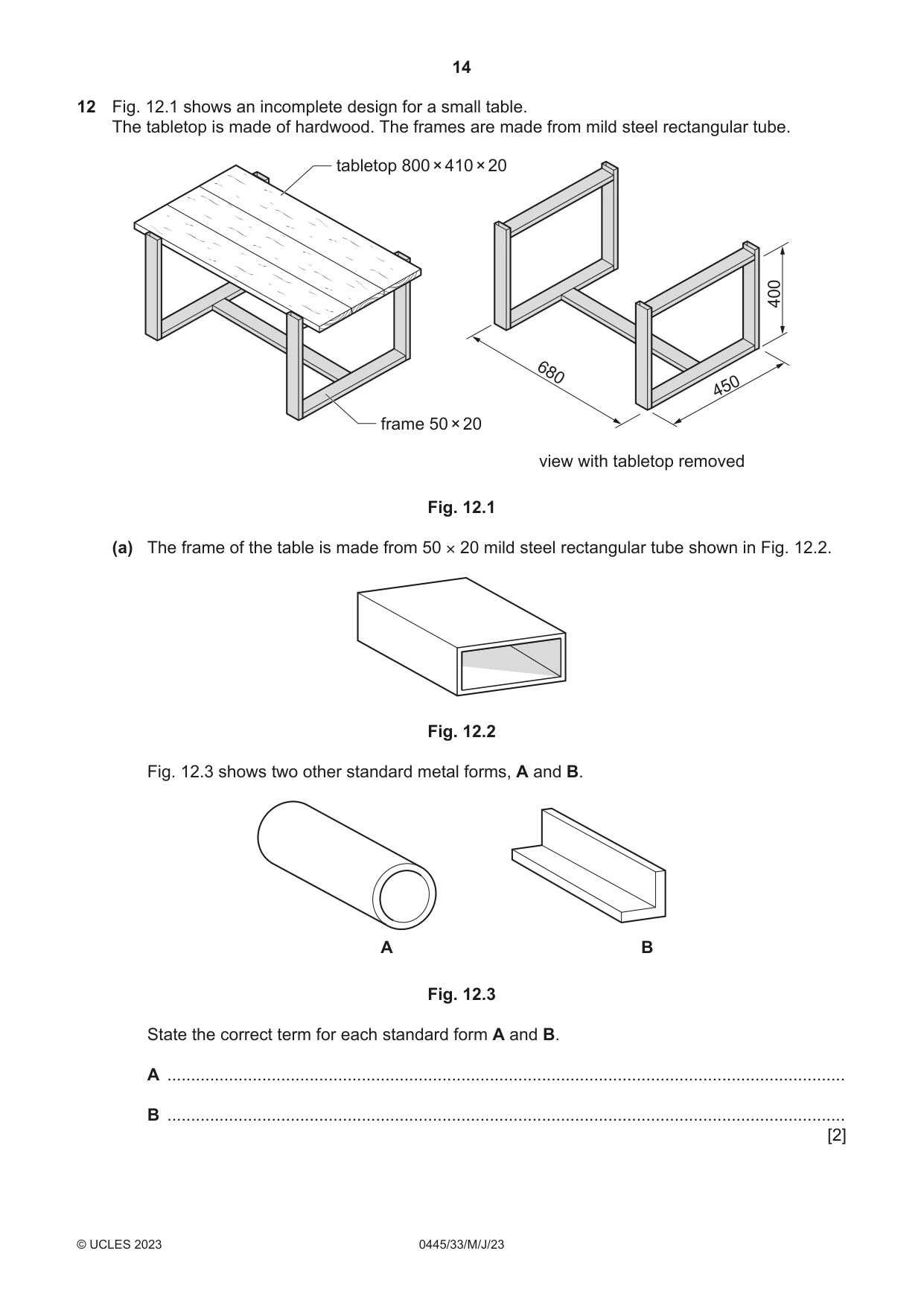 Cambridge IGCSE Design and Technology 0445 2023 May/June Paper 3 · Variant 3 question paper, page 14 of 28