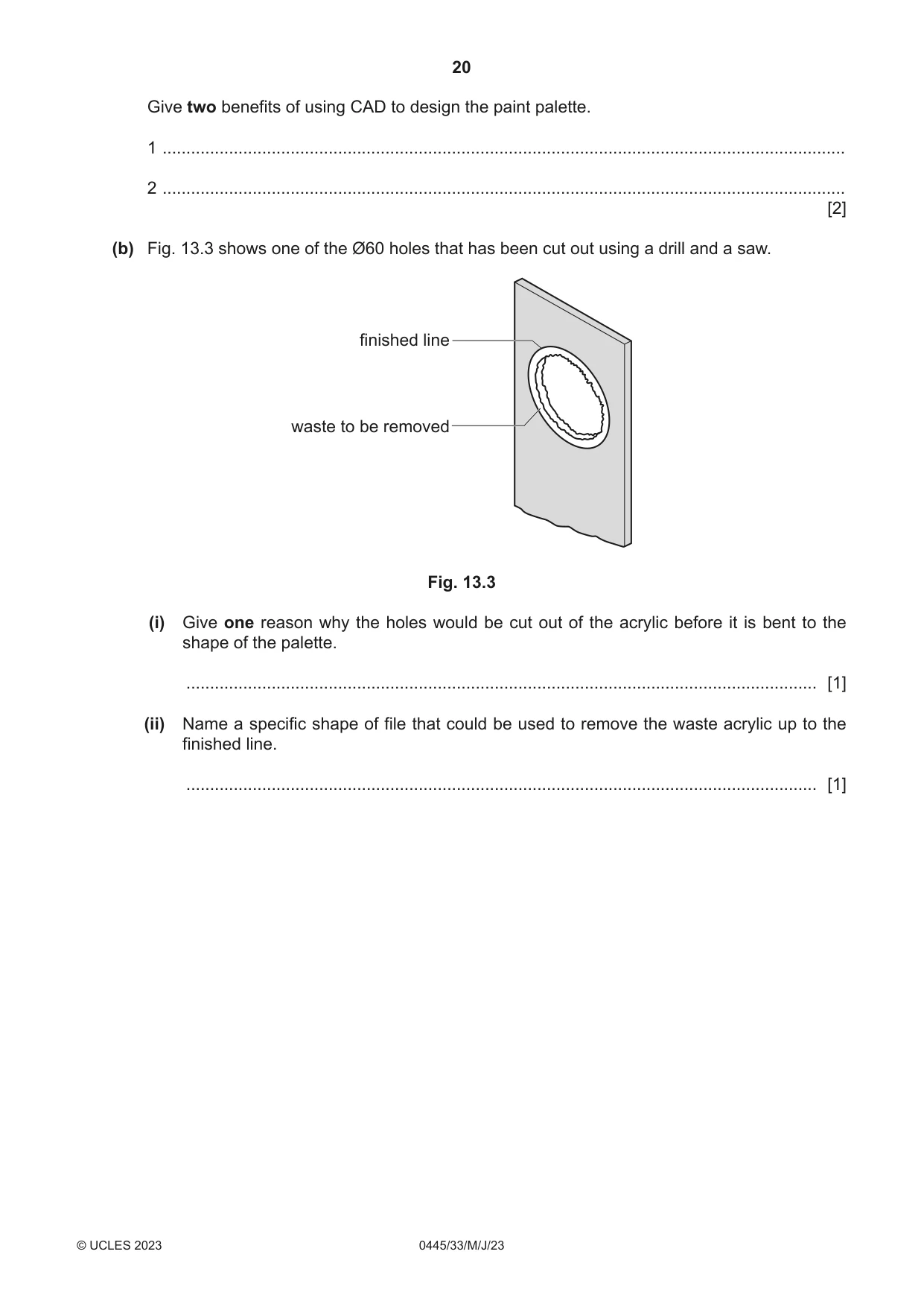 Cambridge IGCSE Design and Technology 0445 2023 May/June Paper 3 · Variant 3 question paper, page 20 of 28