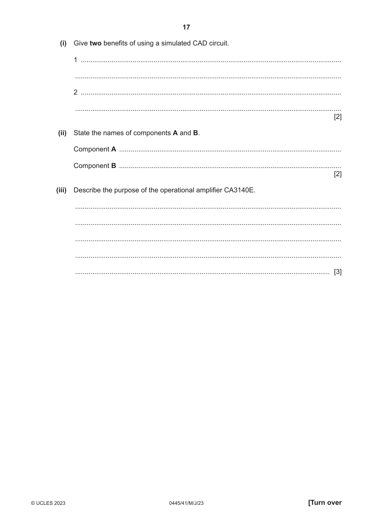 Cambridge IGCSE Design and Technology 0445 2023 May/June Paper 4 · Variant 1 question paper, page 17 of 20