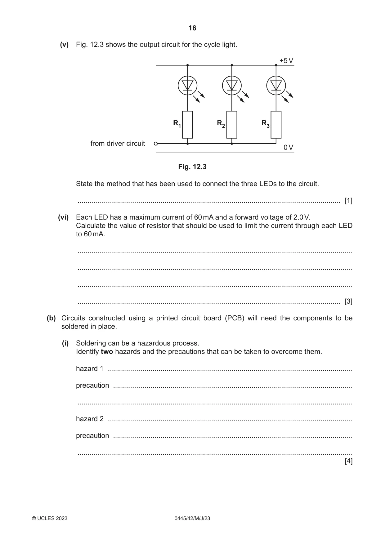 Cambridge IGCSE Design and Technology 0445 2023 May/June Paper 4 · Variant 2 question paper, page 16 of 20