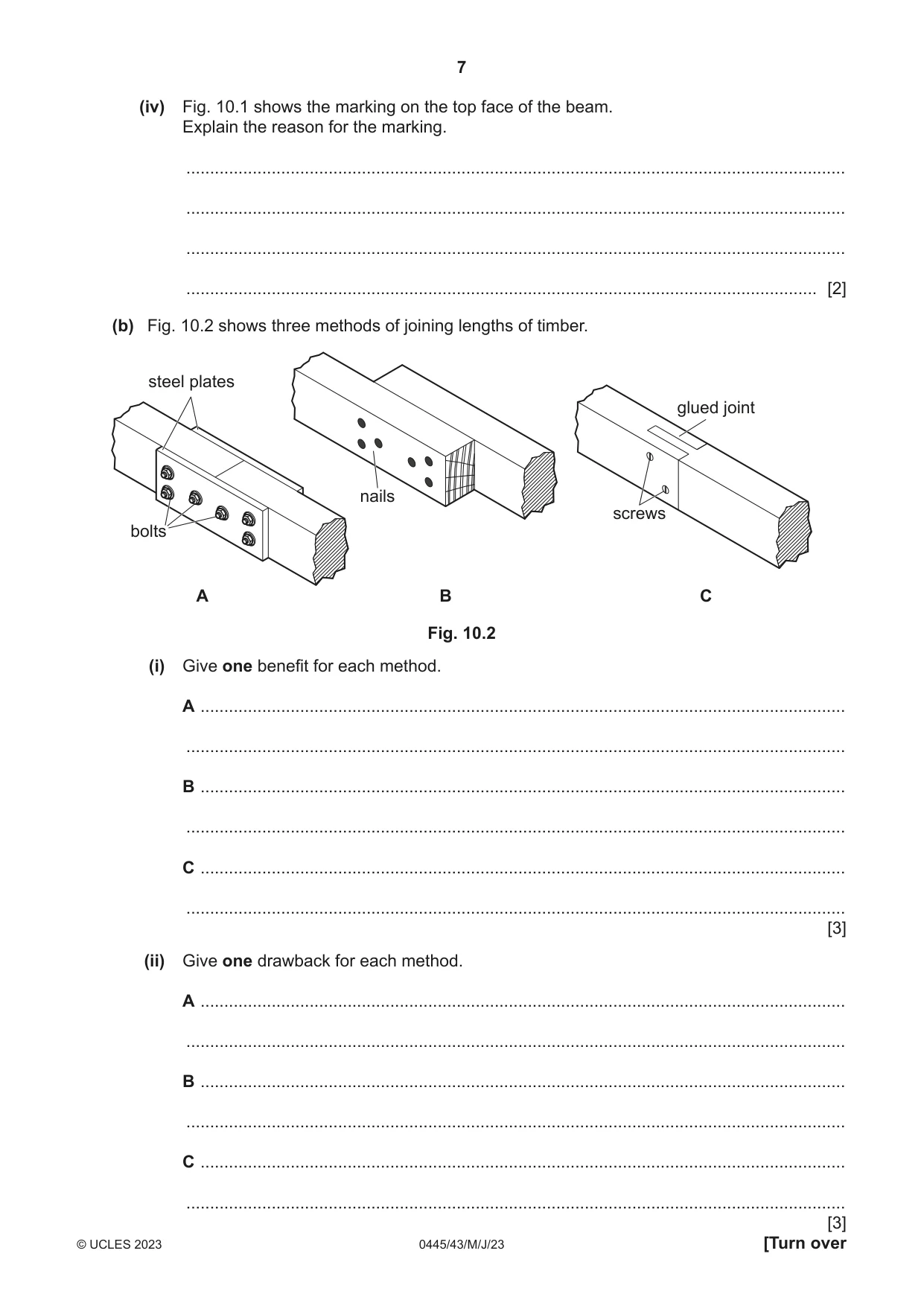 Cambridge IGCSE Design and Technology 0445 2023 May/June Paper 4 · Variant 3 question paper, page 7 of 20