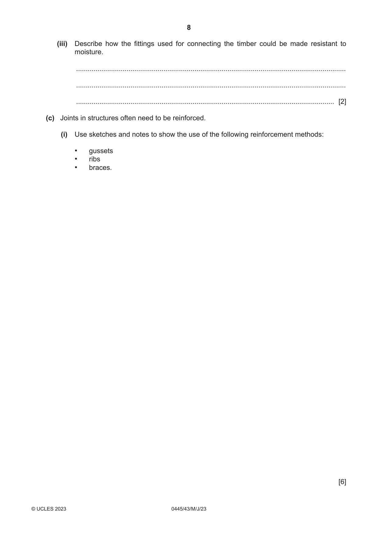 Cambridge IGCSE Design and Technology 0445 2023 May/June Paper 4 · Variant 3 question paper, page 8 of 20