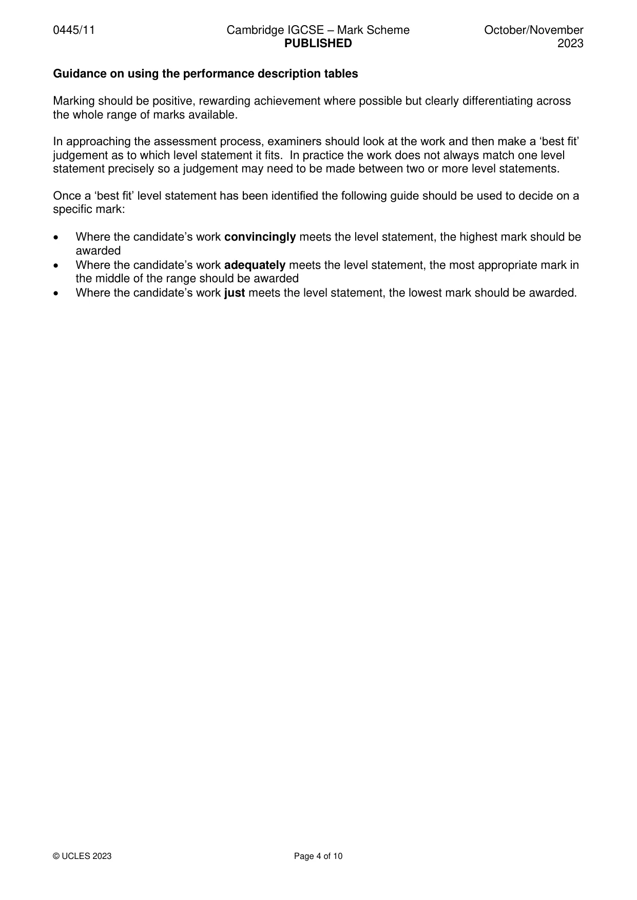 Mark scheme, page 4 of 10