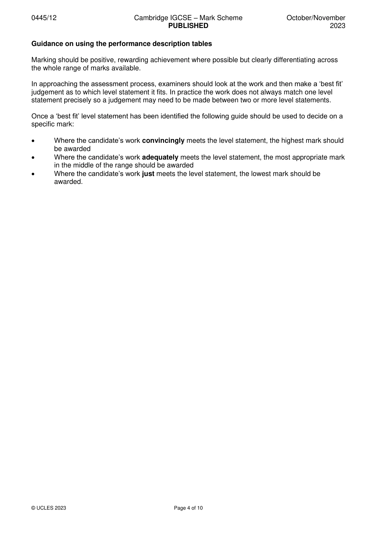 Mark scheme, page 4 of 10