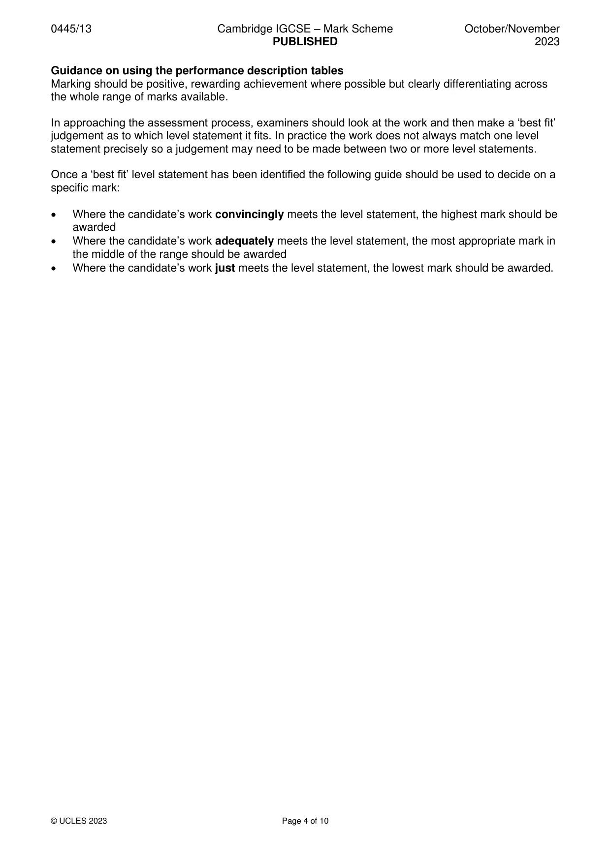 Mark scheme, page 4 of 10