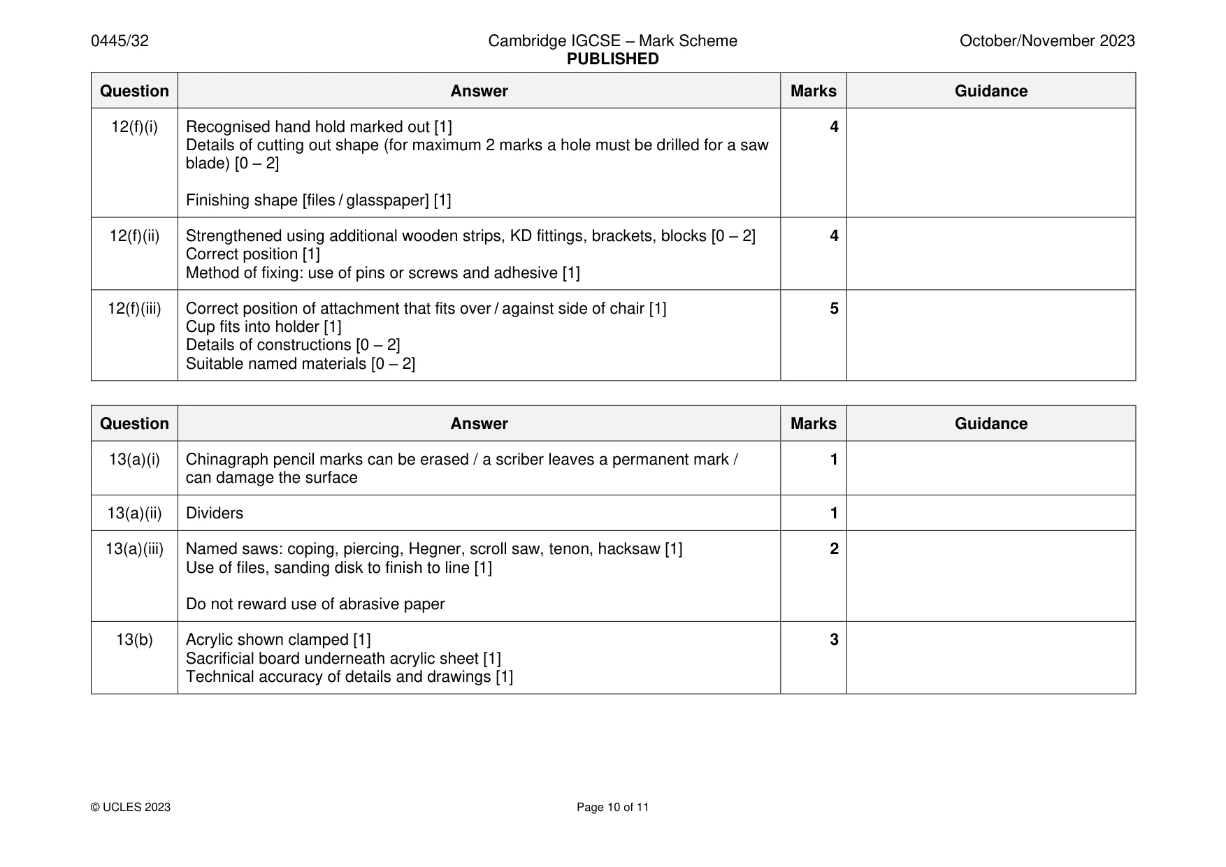 Mark scheme, page 10 of 11