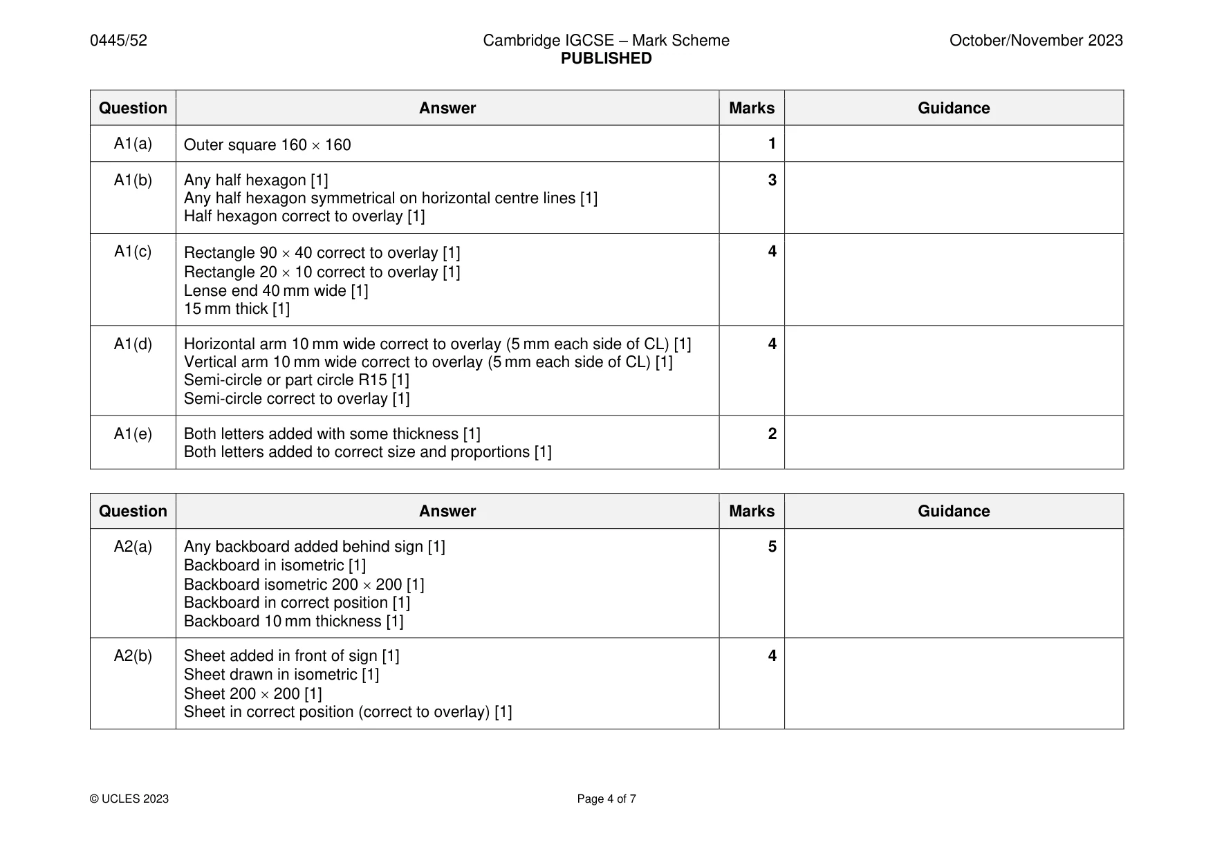 Mark scheme, page 4 of 7