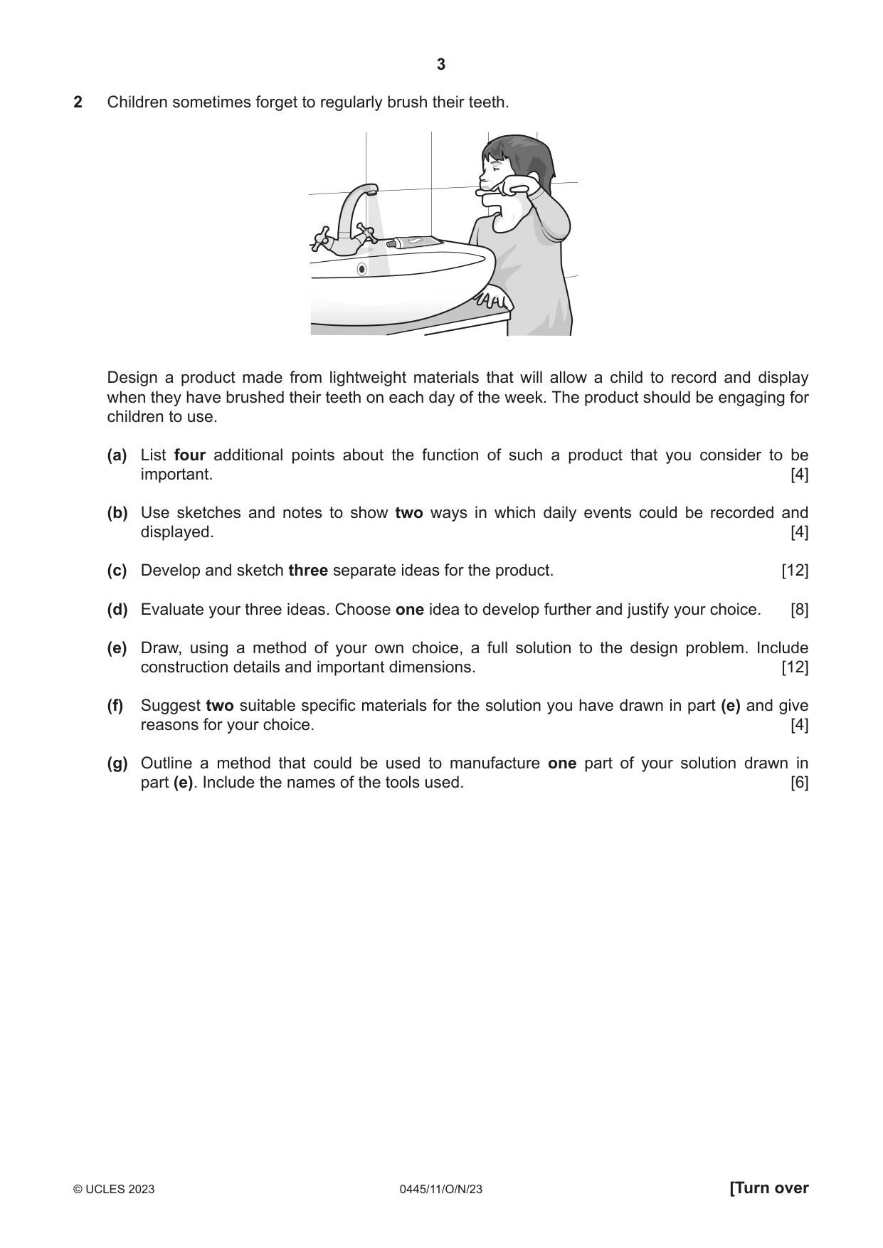 Cambridge IGCSE Design and Technology 0445 2023 Oct/Nov Paper 1 · Variant 1 question paper, page 3 of 4