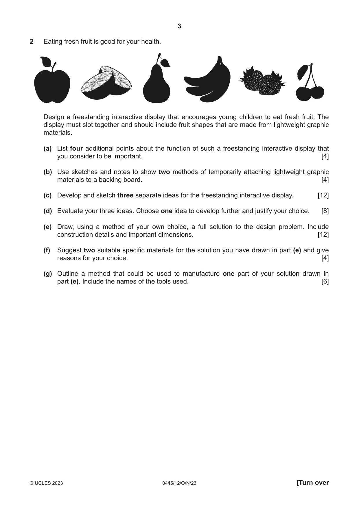 Cambridge IGCSE Design and Technology 0445 2023 Oct/Nov Paper 1 · Variant 2 question paper, page 3 of 4