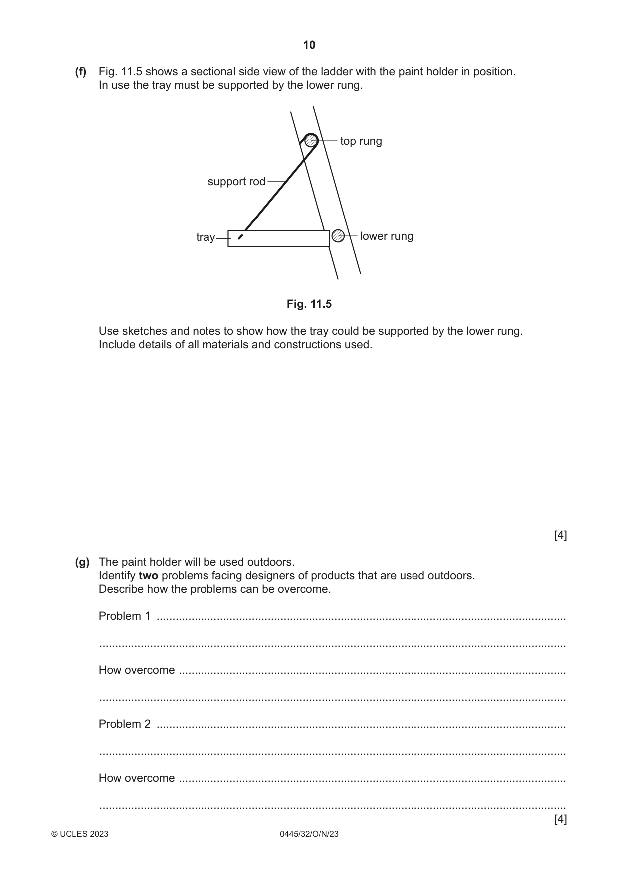 Cambridge IGCSE Design and Technology 0445 2023 Oct/Nov Paper 3 · Variant 2 question paper, page 10 of 24