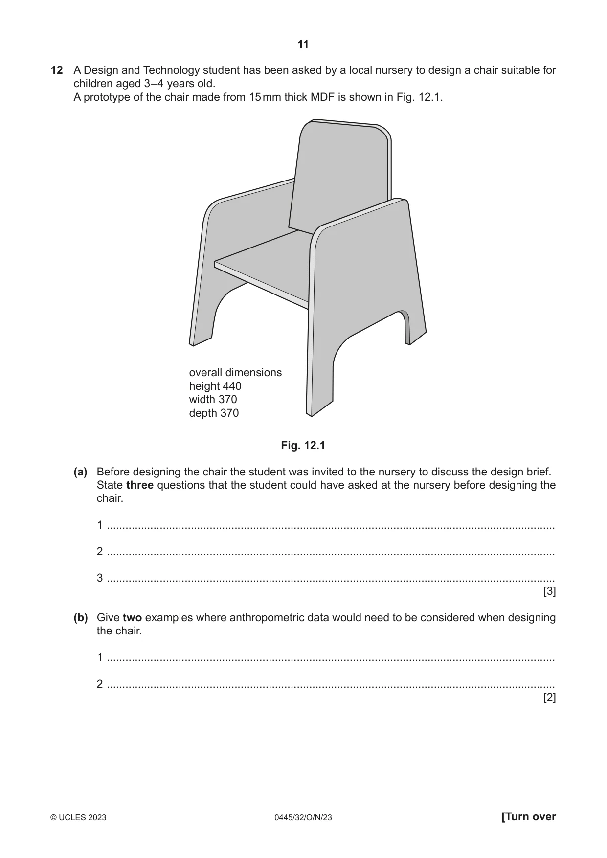 Cambridge IGCSE Design and Technology 0445 2023 Oct/Nov Paper 3 · Variant 2 question paper, page 11 of 24